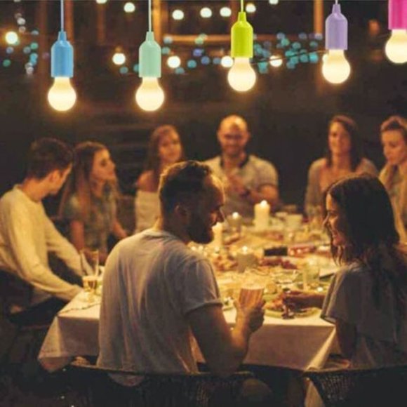 Hanging String LED Pull Lights 6-pack Indoor/Outdoor Remote Battery Multi-Color - Picture 3 of 5